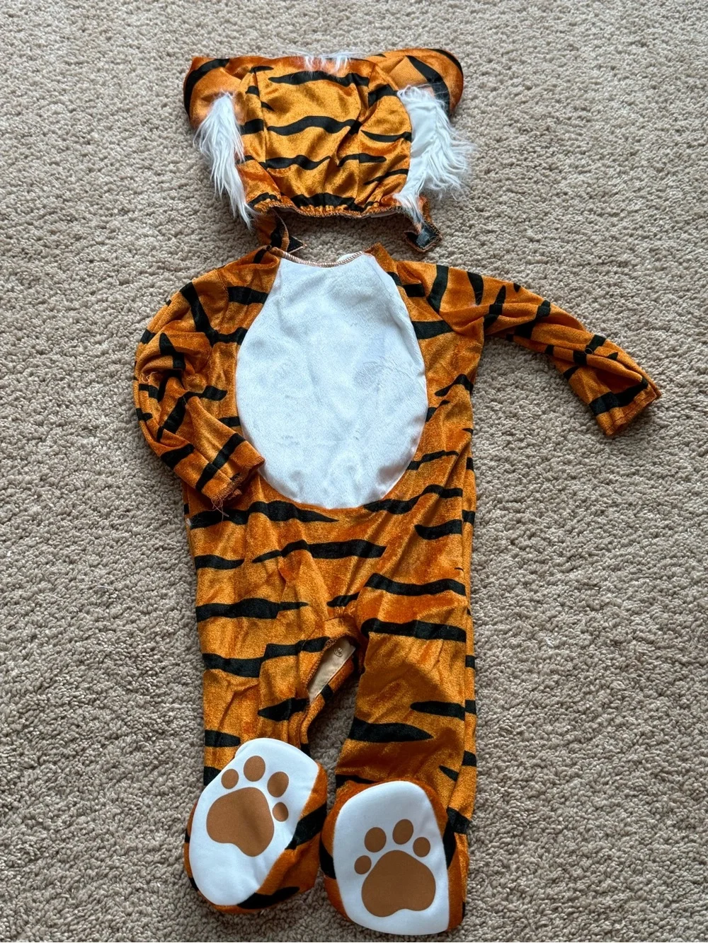 Kids Orange Tiger One-Piece Costume with Hat